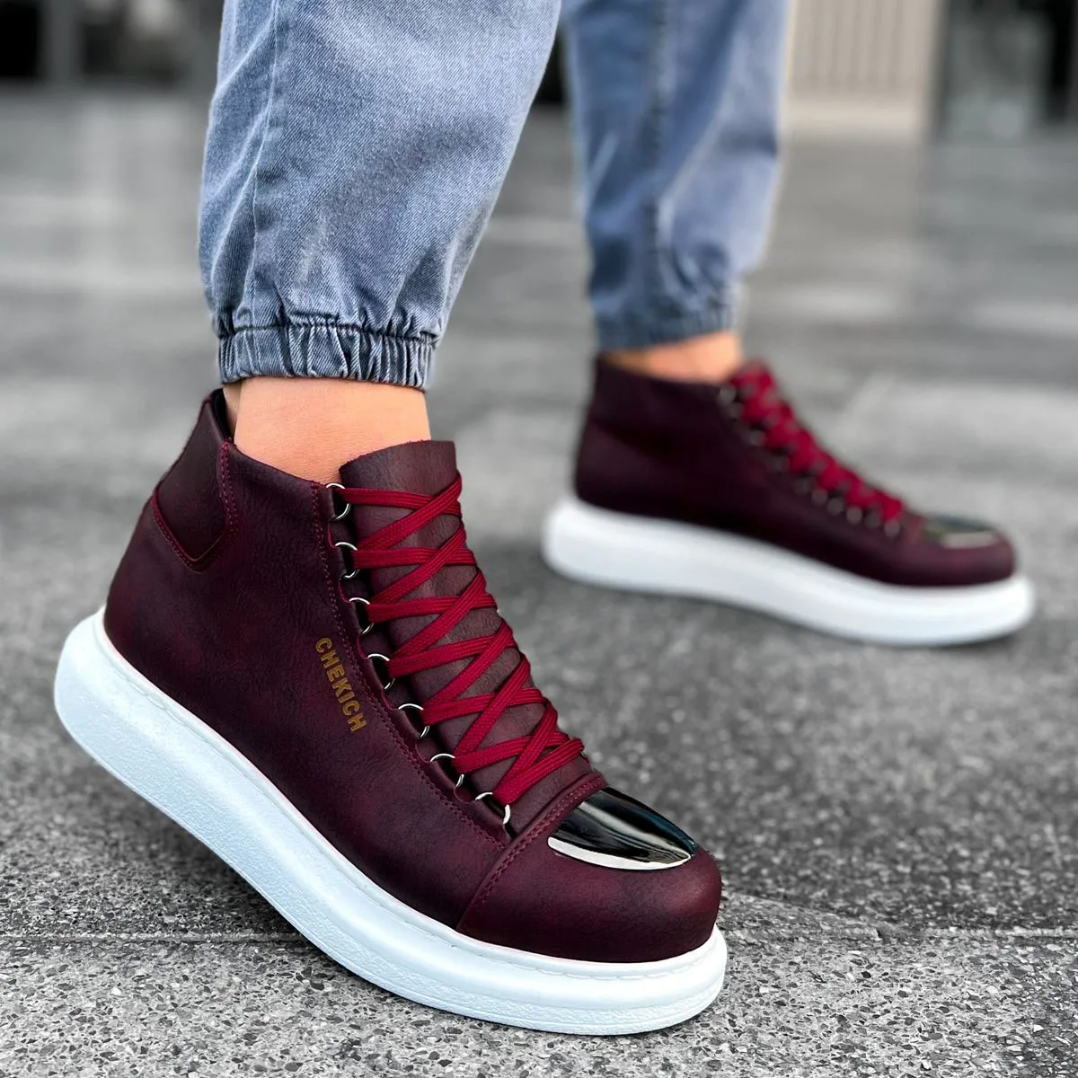 CHEKICH Original Brand Burgundy Roma Mirror 2024 Fashion Men's Boots Running Boots Winter Snow High Quality Men's Boots CH267