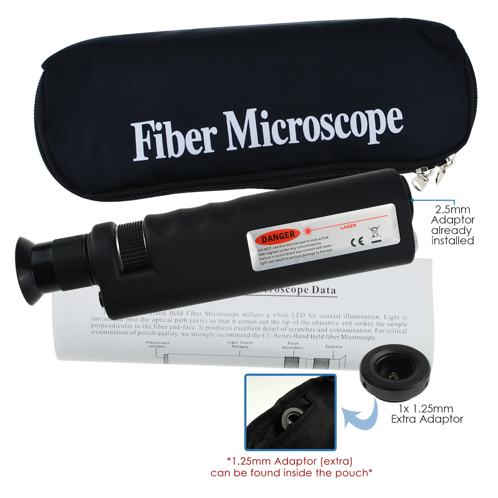 Optical Inspection Microscope Fiber 400x Coaxial Illumination (CL) Built in IR Filter With Non-Slip Rubber and Soft Carrying Cas