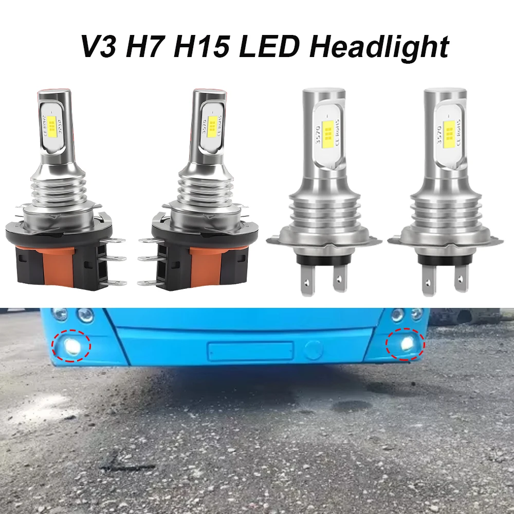 LED Headlight Bulbs H15 H7 High/Lo Beam DRL 6000K White Canbus Error Free 30000LM DC12V Car Driving Fog Lamp Upgrade