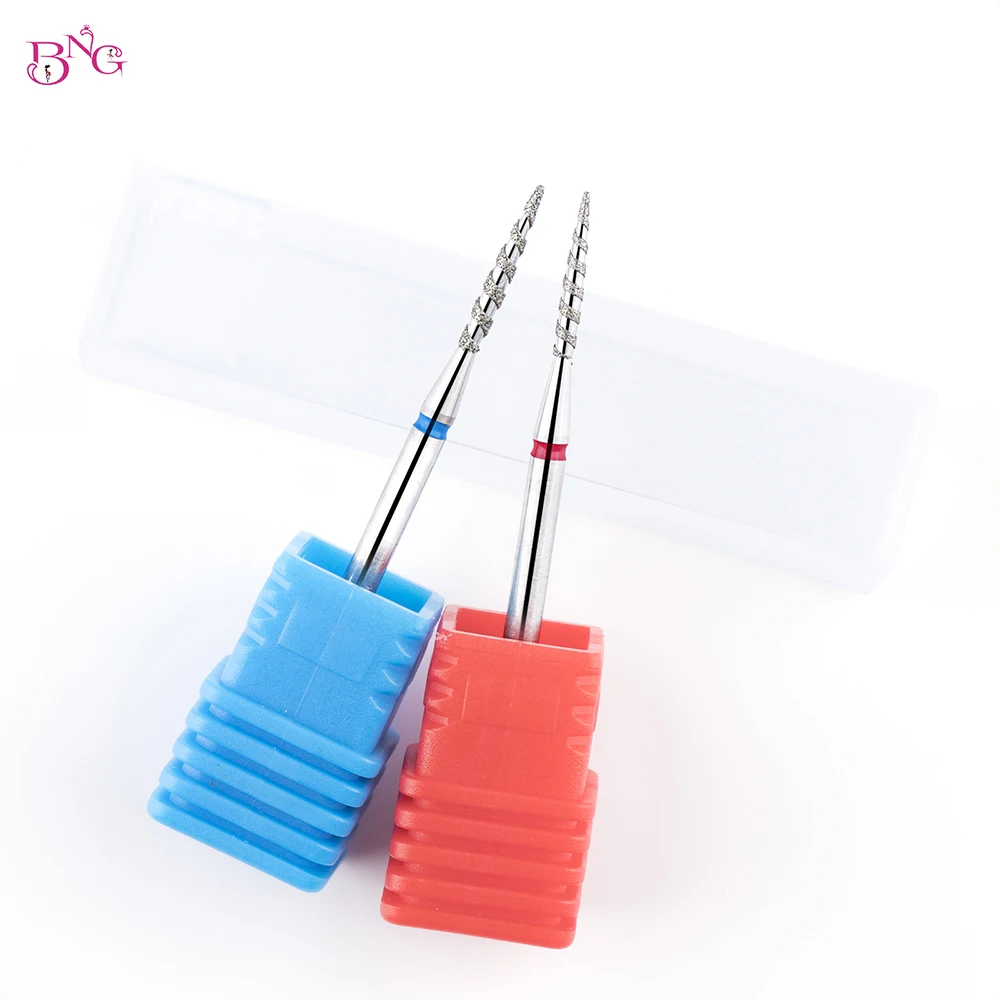 BNG Flame Cuticle Clean Nail Drill Bit Diamond Russian Diamond Nail Bits Dead Skin Nail Cleaner Akcesoria Narzędzia 1,4x9,6mm