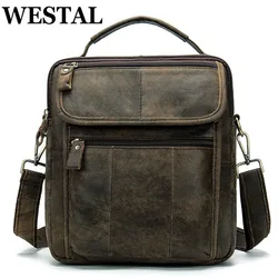 WESTAL-bandolera de cuero con asa superior para hombre, bolso de hombro, de diseñador, cruzado, a la moda, 369