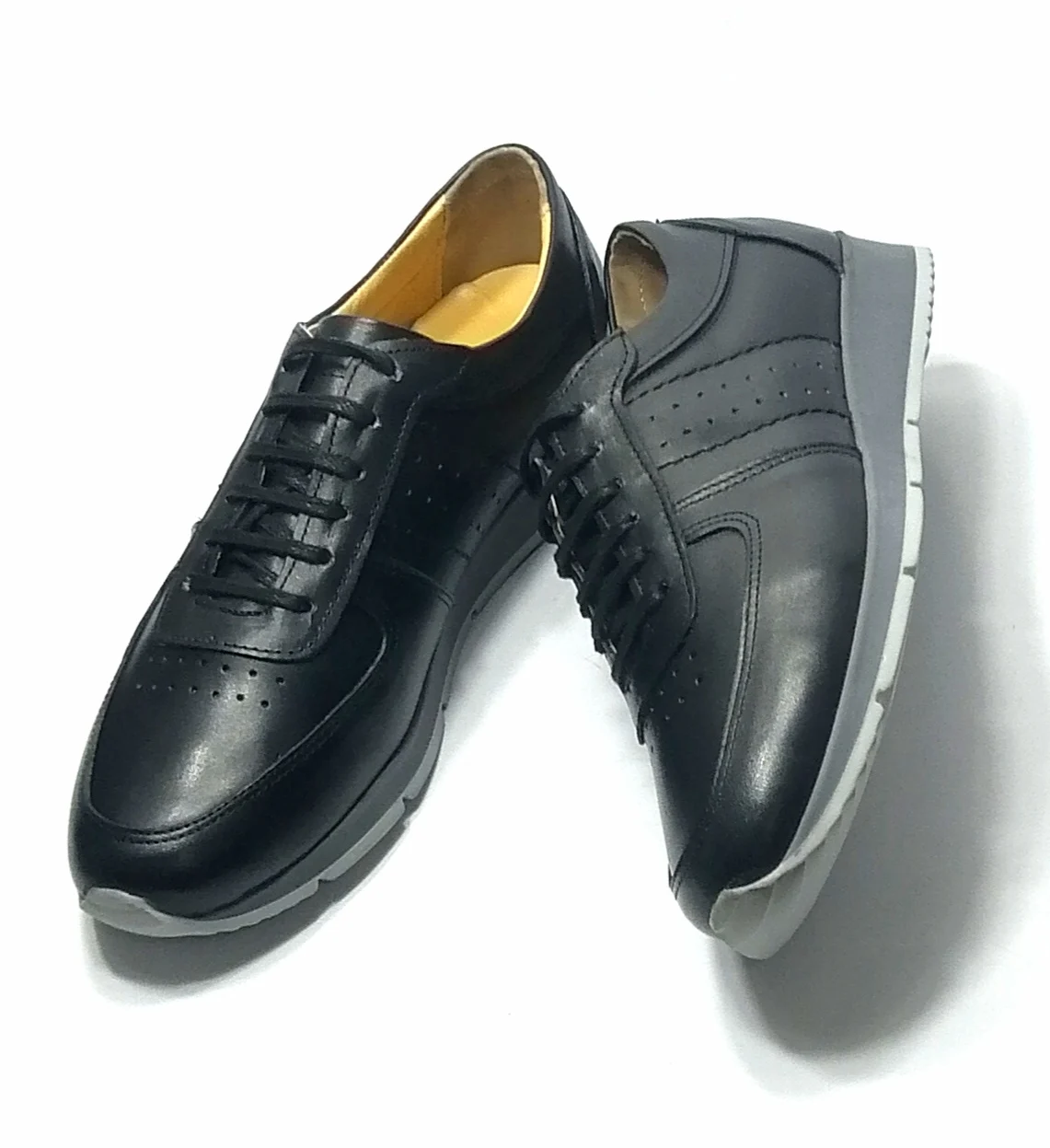 MEN'S BLACK CLASSIC 100% SOFT LEATHER SHOES COMFORTABLE HAND MADE MODERN NEW SEASON SPORTS MODEL FLEXIBLE LIGHTWEIGHT RUBBER SOLE