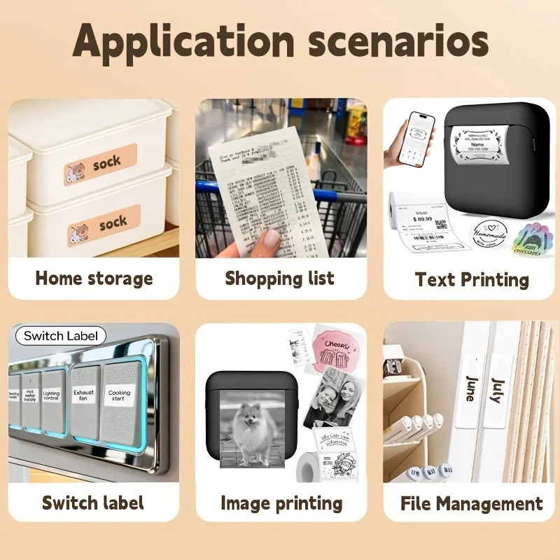 Portable Mini Thermal Printer Set, USB Charging Inkless Design, Supports Photo/Label Printing, Includes Cable, for Travel & Home