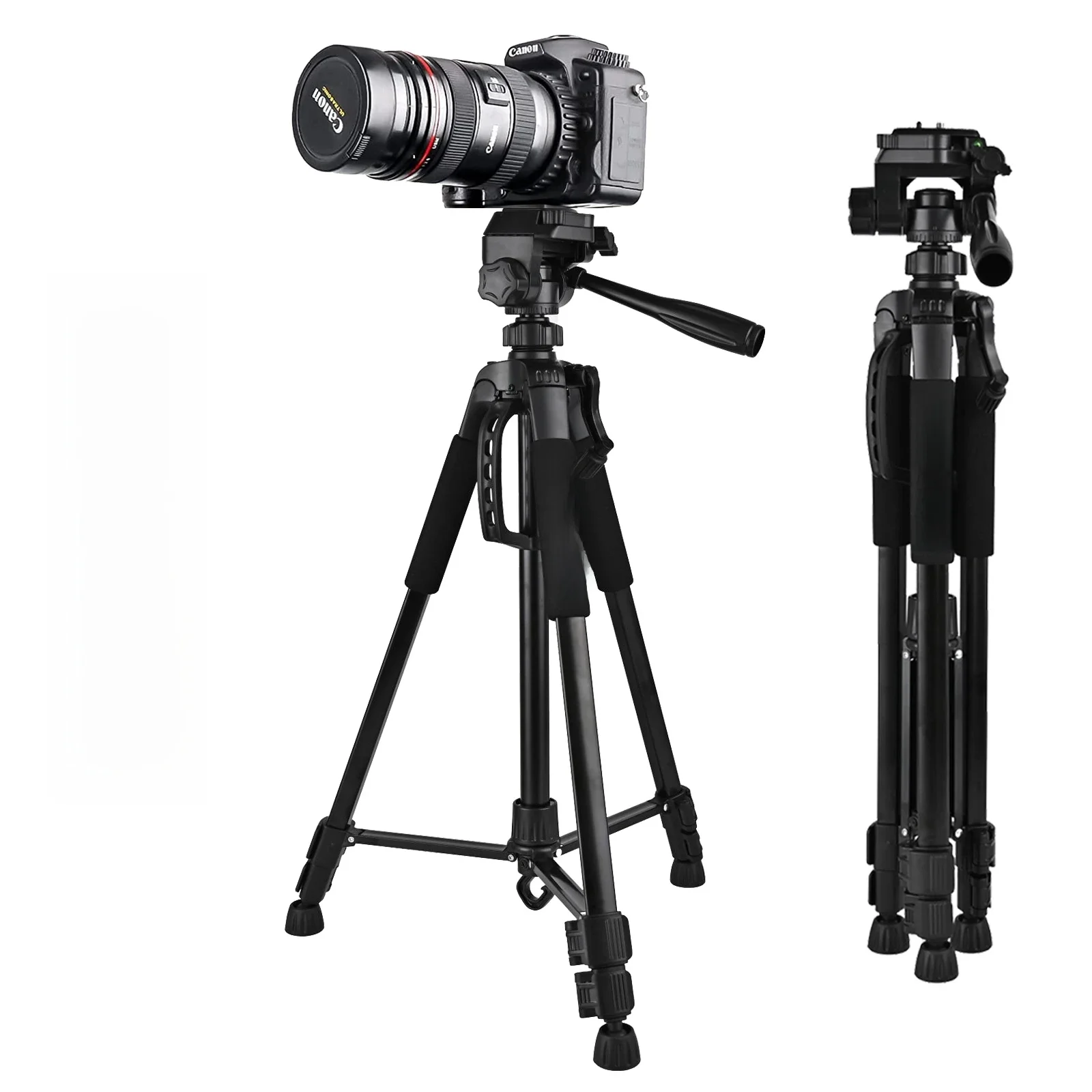 Trépied professionnel pour appareil photo numérique de voyage, 55 pouces, 140CM, grand support de téléphone en aluminium avec plaques rapides, tête panoramique pour DSLR SLR