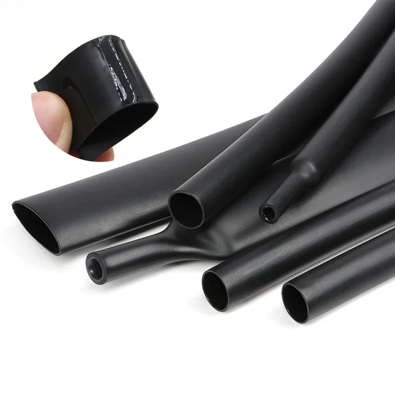 Tube thermorétractable 3:1 avec colle, 1 ~ 10m, 1.6 ~ 50mm, noir, Double paroi, manchon adhésif en polyoléfine, protecteur de câble métallique doublé