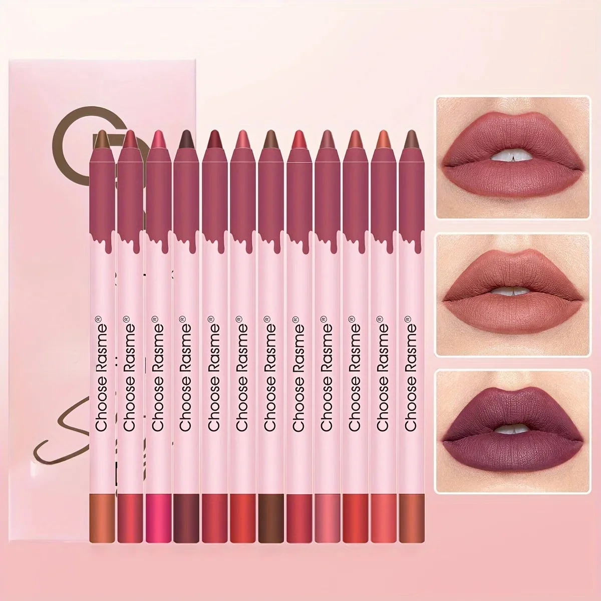12 kolorów / pudełko Zestaw matowych kredek do ust Wodoodporny, długotrwały, nude, czerwony kredka do konturowania ust Sexy Rose Pink Lipstick Tint Makeup — zdjęcie 2