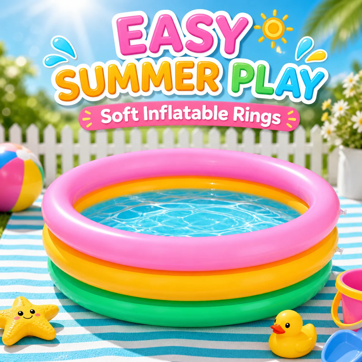 Piscina inflable arcoíris de 1 pieza, piscina redonda portátil sobre el suelo, piscina de PVC suave para jugar en el agua al aire libre en el patio trasero en verano