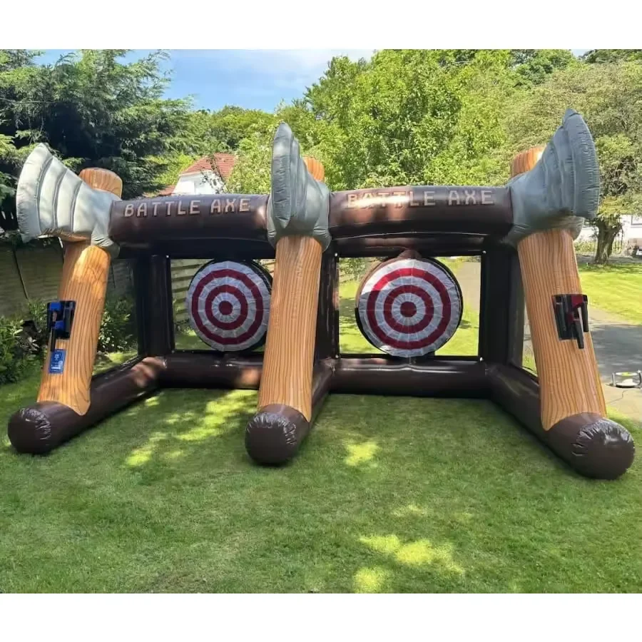 Hache Gonflable à Lancer pour Sports de Carnaval, Jeu de Fléchettes Interactif à Double Voie, pour Arrière-Cour Extérieure, 5x3m 2 Payeurs