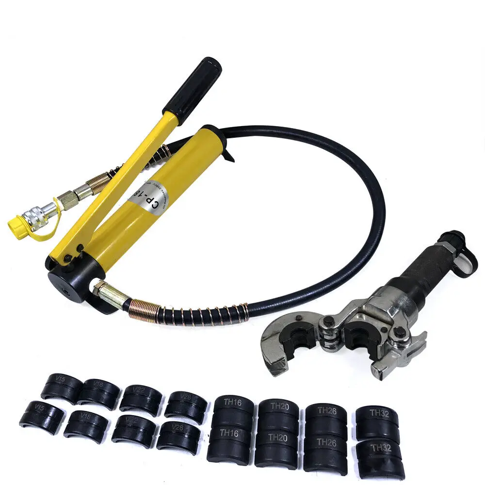 Hydraulische krimptang 6T roestvrijstalen buis met 9 matrijzen voor koperen pers V12-28 TH 16-32 mm