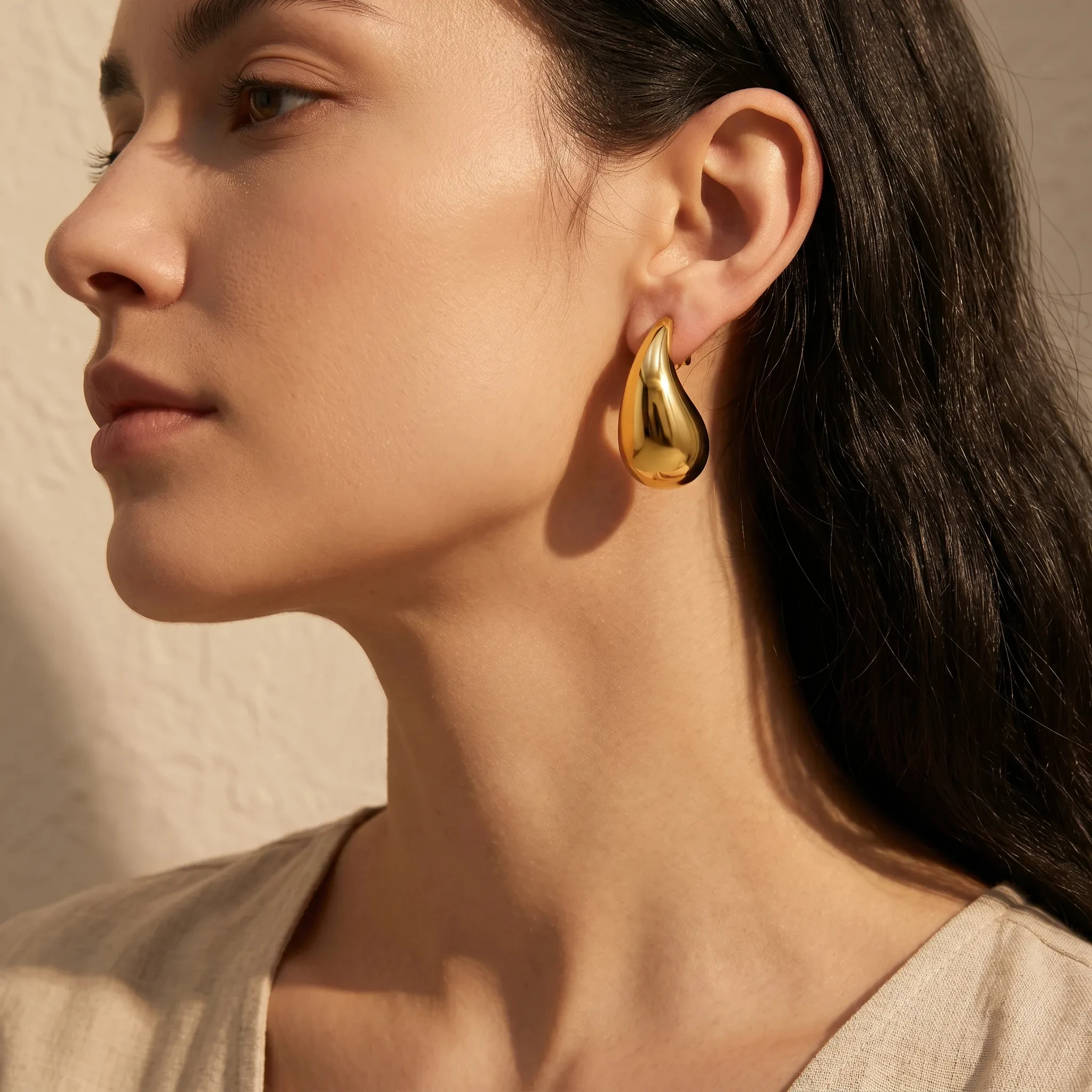 Minimalist Stainless Steel Water Drop Earrings for Women Fashion Gold Color Teardrop Statement Earrings Geometric Jewelry Gift
