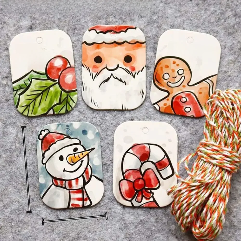 48/50pcs DIY dekoracje świąteczne papier pakowy zawieszka z papieru pakowego metki pakowanie prezentów etykiet świątecznych — zdjęcie 2