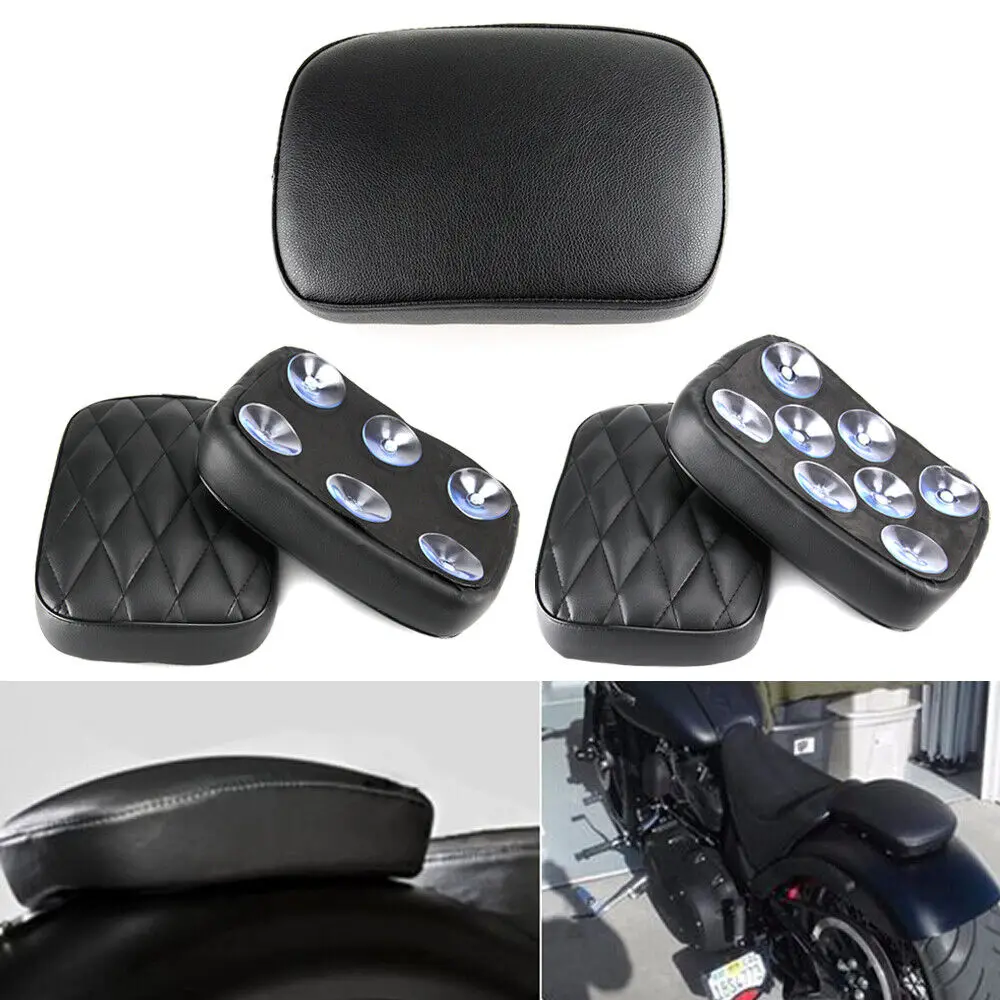 Motorcycle Rear Passenger Pillion Pad Rectangular Pillion Passenger Pad Seat 8Suction Cups For Harley 883 1200 Choppers Dyna