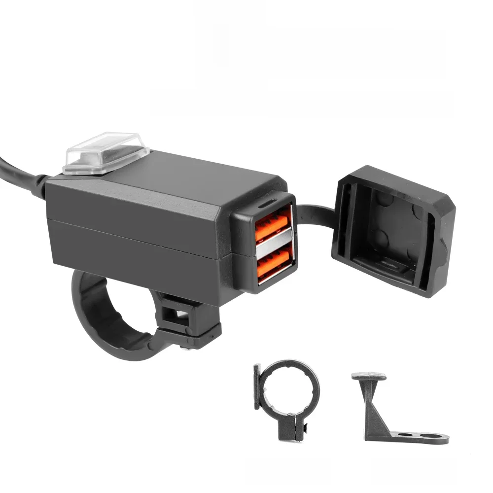 Ładowarka motocyklowa montowana w pojeździe Wodoodporny adapter USB 12 V Telefon Podwójny port USB Szybkie ładowanie 3.0 z przełącznikiem Moto Accessory — zdjęcie 2