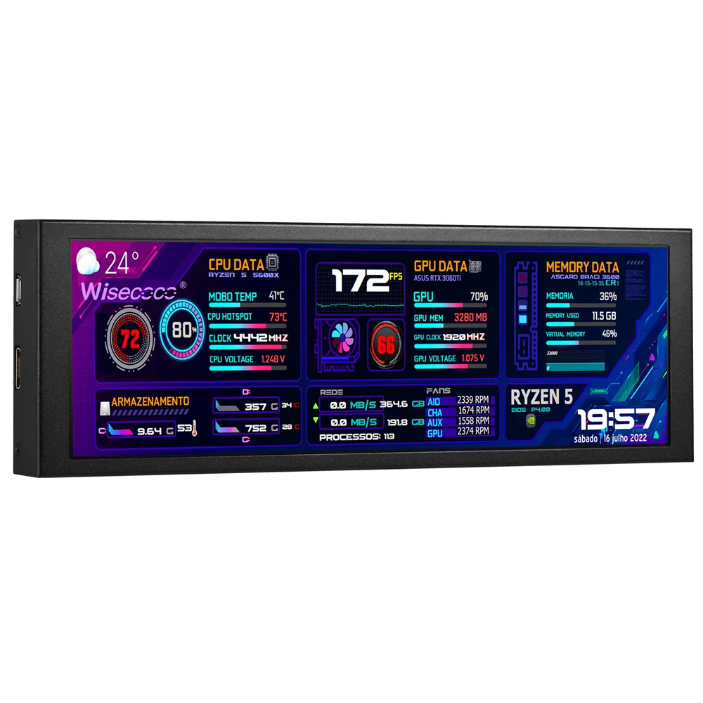7,84-calowy Mini Monitor HD USB-C IPS Wydłużony Wyświetlacz LCD do Komputera Laptopa Aida64 Monitorowanie CPU GPU Ekran Dodatkowy — zdjęcie produktu 7