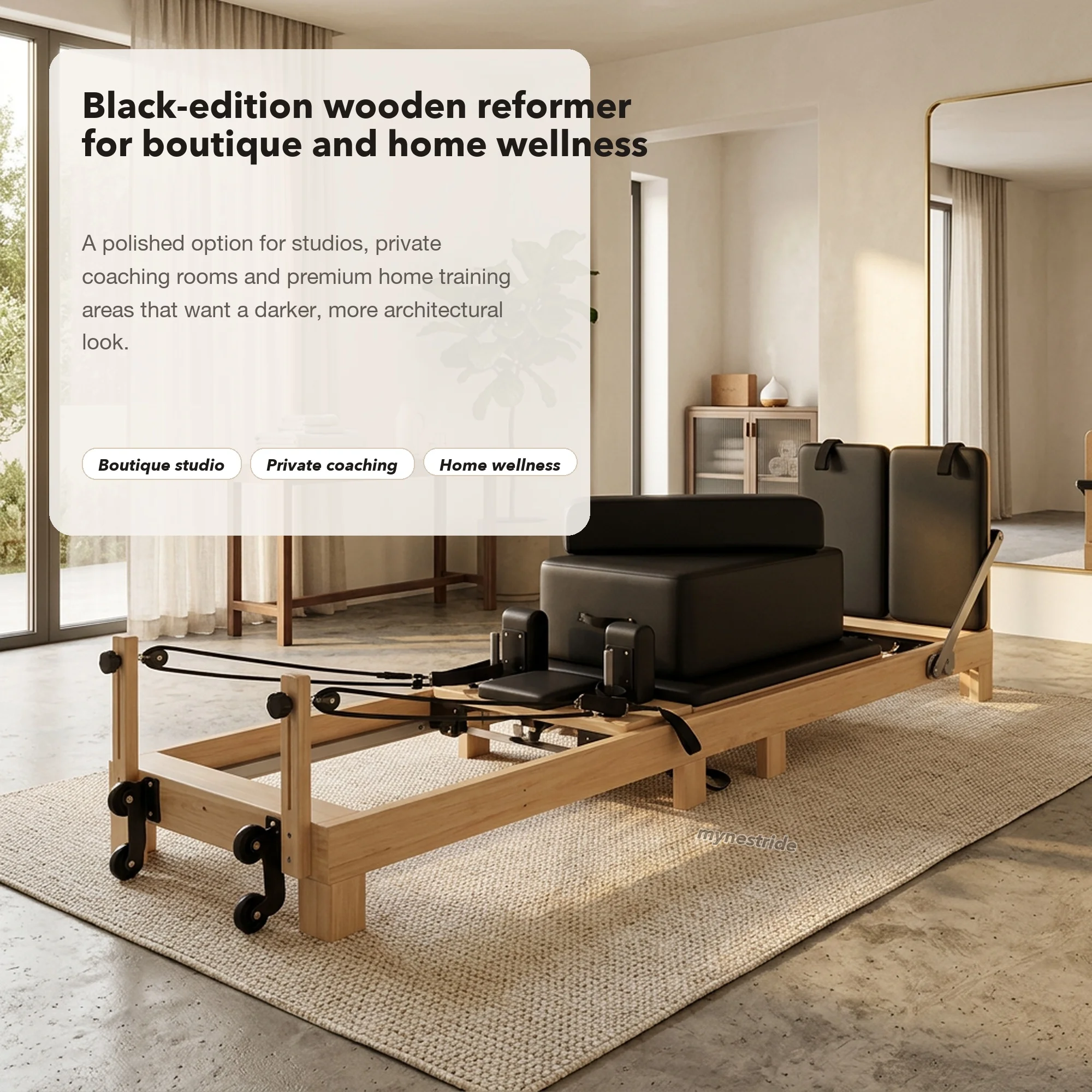 Fotografia: Reformer de Pilates Premium em Madeira Maple – Dobrável e que Economiza Espaço, Equipamento de Pilates para Casa Recomendado por Treinadores
