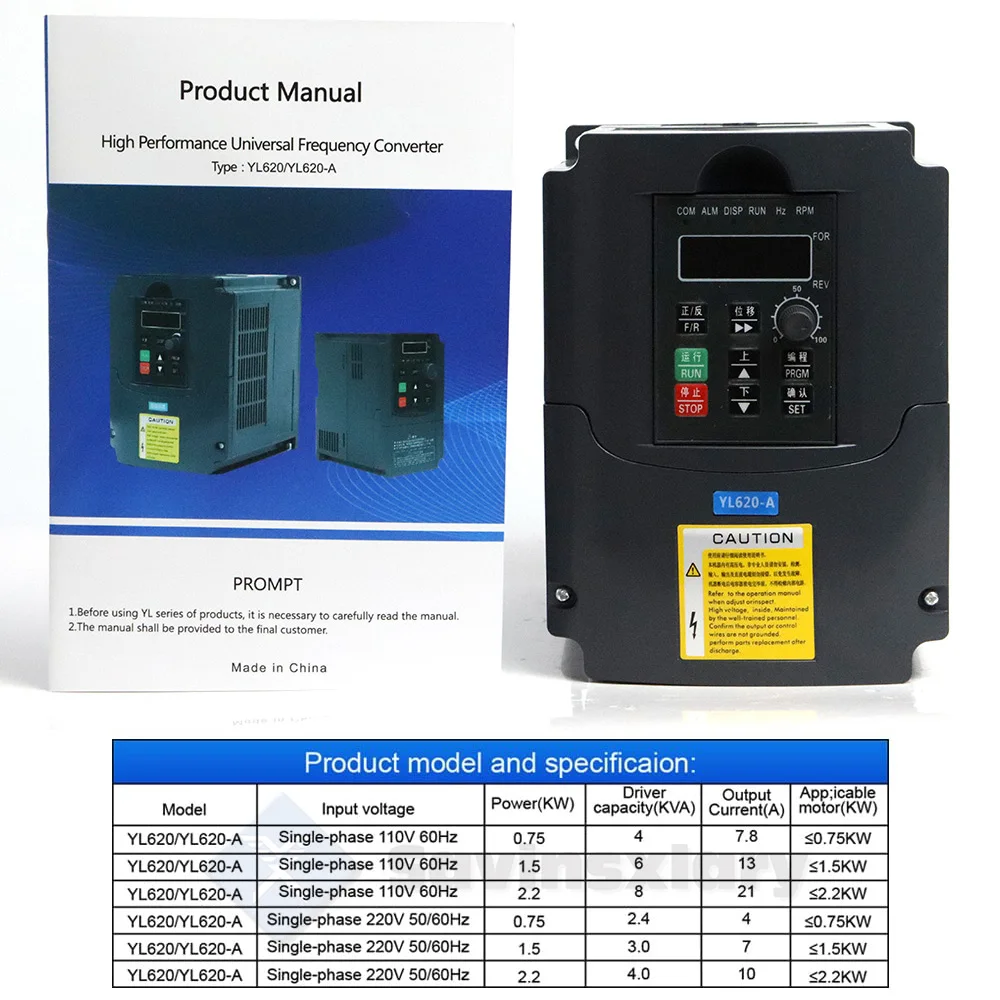 Imagem -03 - Movimentação Variável da Frequência de 2.2kw 1.5kw Vfd Conversor 1hp da Entrada 3hp do Inversor do Conversor 110v 220v Controlador da Velocidade do Motor do Eixo do Cnc da Saída.