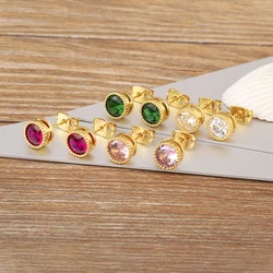 Nidin Light Luxury Trendy Round Shape Adjustable Earrings For Women Delicate Crystal Zircon Jewelry Accessories Party Gifts