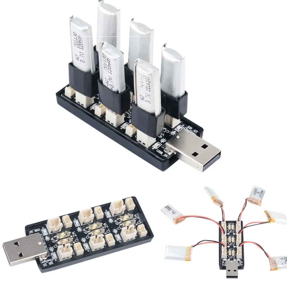 6CH USB naar 3.7V ~ 3.8V 1S LiHv Lipo Batterij Opladen Adapter Board 5V 2A USB Batterij Oplader Board voor RC Speelgoed Model Batterijen - afbeelding 2