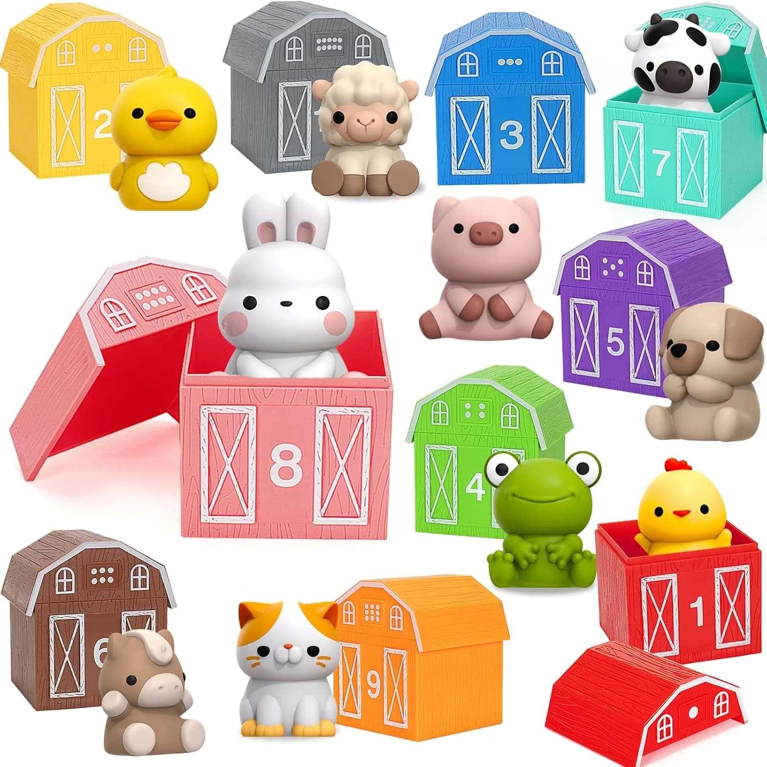 

Развивающие игрушки для малышей 1, 2, 3 лет, 20 шт. игрушек в виде животных с фермы, игры для счета, сопоставления и сортировки, игры для развития мелкой моторики, подарок на Рождество/день рождения