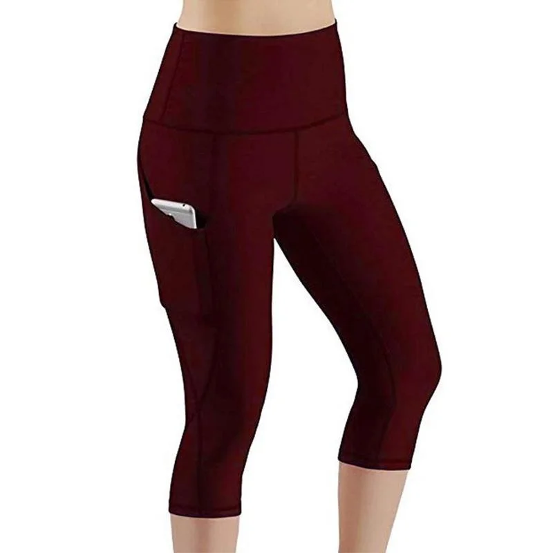 Women Fashion Seamless Yoga Pants With Pocket High Waist Push Up Fitness Leggings Ladies Solid Causal Sports Workout Gym Tight