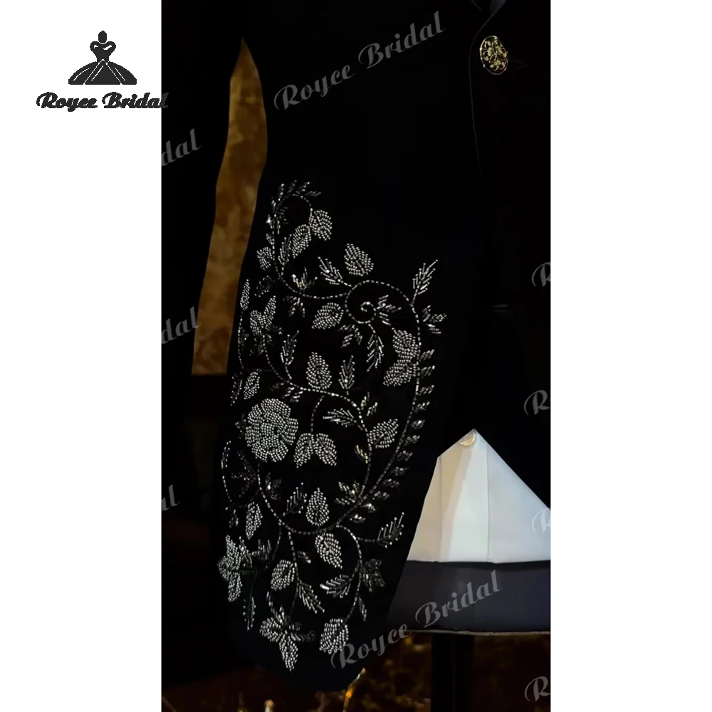 Two Piece Embroidered Black Velvet Wedding Men's Suits 2026 Satin Lapel Tuxedo Prom Business Suits costume homme mariage