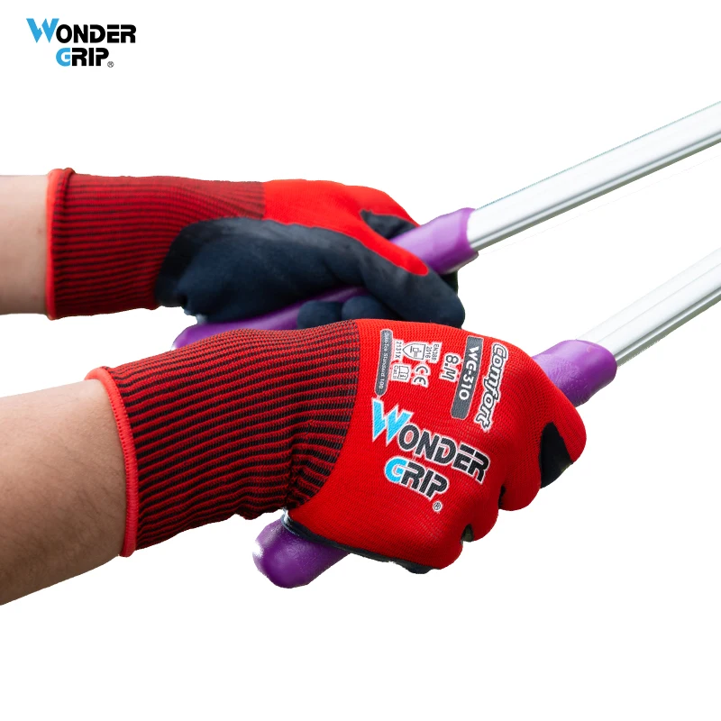 Wonder Grip 12 Pairs/24 Pcs General Safety Work Gloves Dual Latex Coating 15 Gauge Nylon Lining Abrasion Resistant Anti-Slip