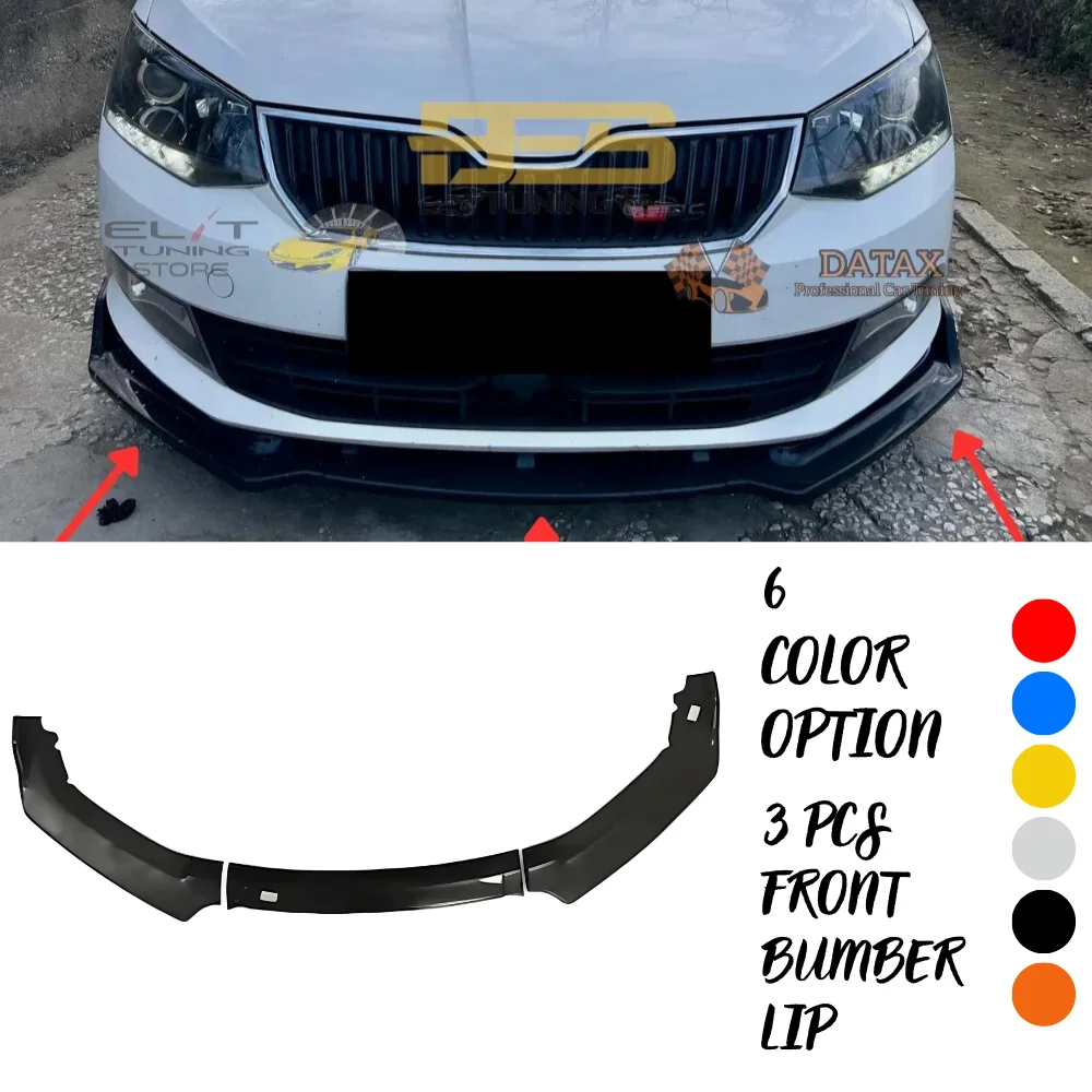 3 Pcs Front Bumper Lip For Skoda Fabia Body Kit Car Accessories Spoiler Splitter Diffuser Flap Sport Bumper Exterior