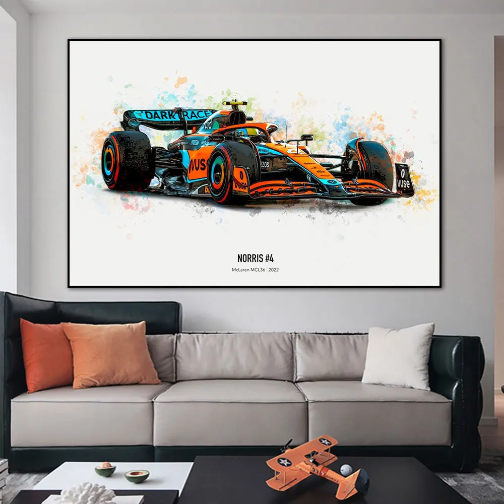 

Norris 2022 F1 MCL36 Graffiti Car Poster Print Racing Car Canvas Painting Home Decor Wall Art Picture For Living Room