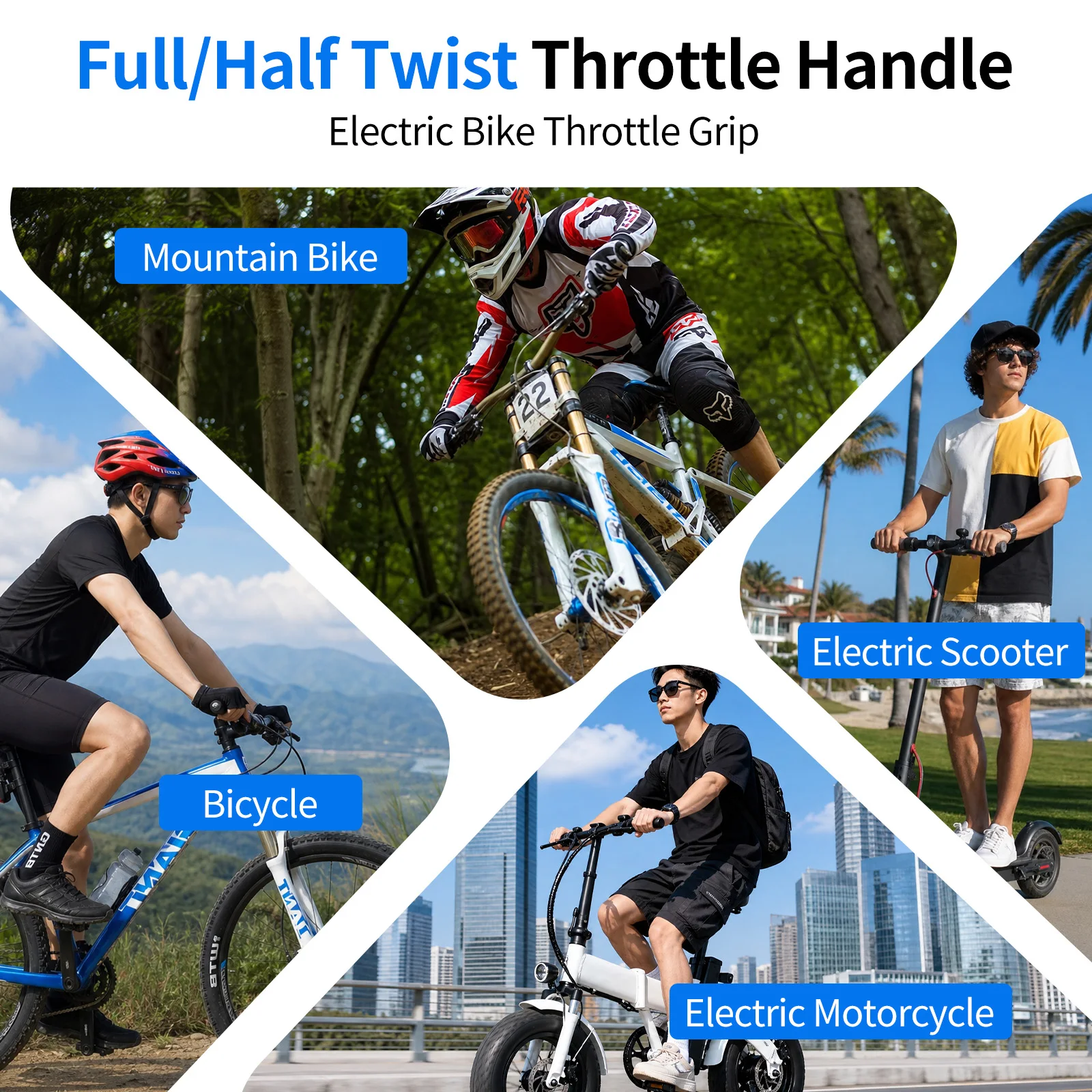 [Stock UE ] Ebike Acelerador Giro Completo / Medio Kit Ebike para Conector 3 Pines 12V-72V Conversión Bicicleta Eléctrica Enchufe Impermeable Universal Compatible con Bafang BBS02 Tongsheng TSDZ8 Varstrom Motores kits
