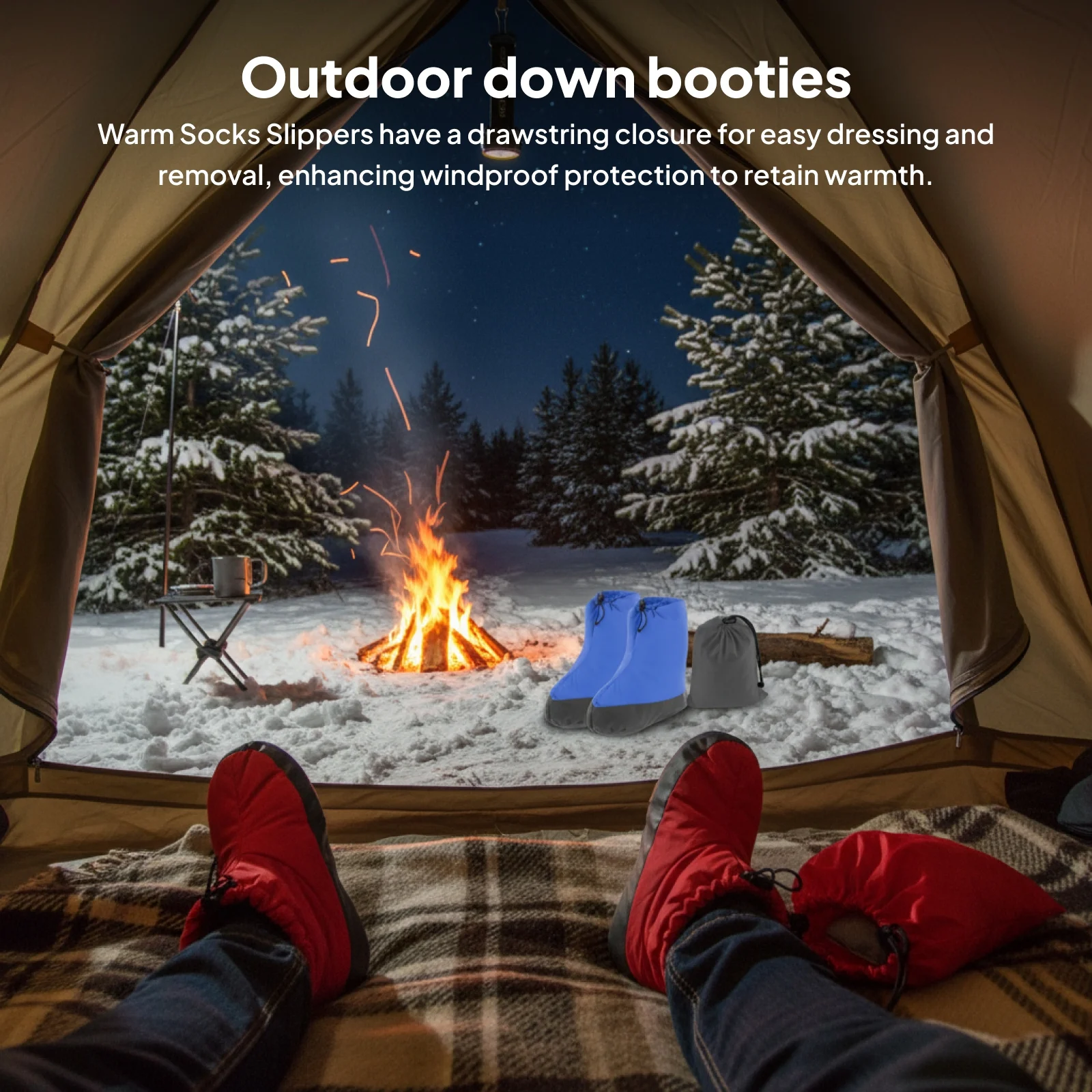 

Winter Duck Down Foot Cover Foot Warmer Down Booties Warm Socks Feet Cover Footwear for Outdoor Climbing Snowboarding