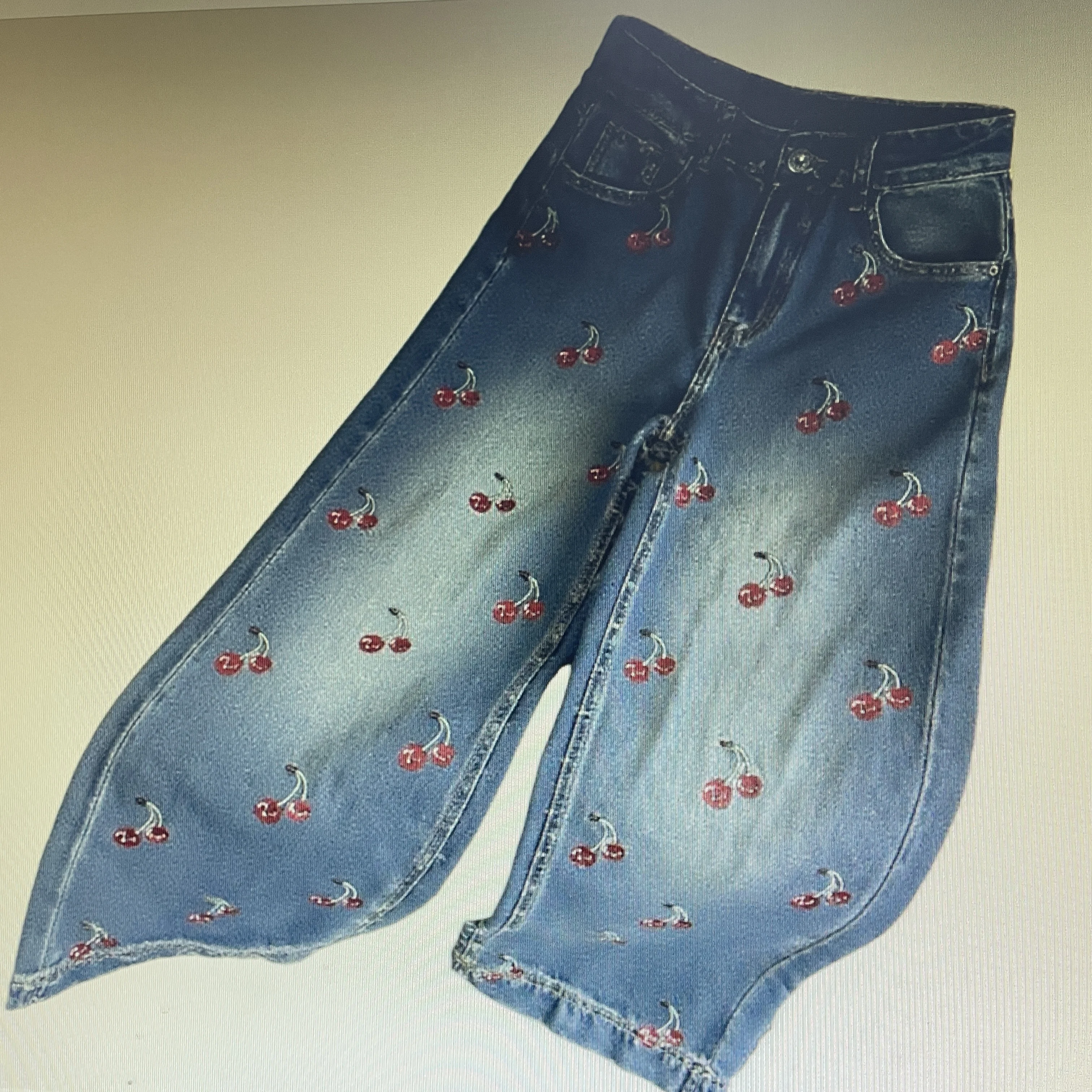 

2025 Autumn New Design Women's Hot Diamond Cherry Jeans