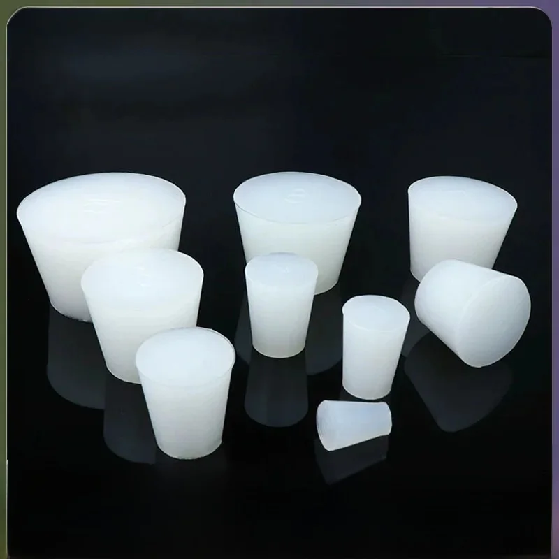 Bouchon en caoutchouc de Silicone de laboratoire, bouchons de bouchon, Tube conique, blanc solide, bouchon d'étanchéité à cône enfichable de laboratoire