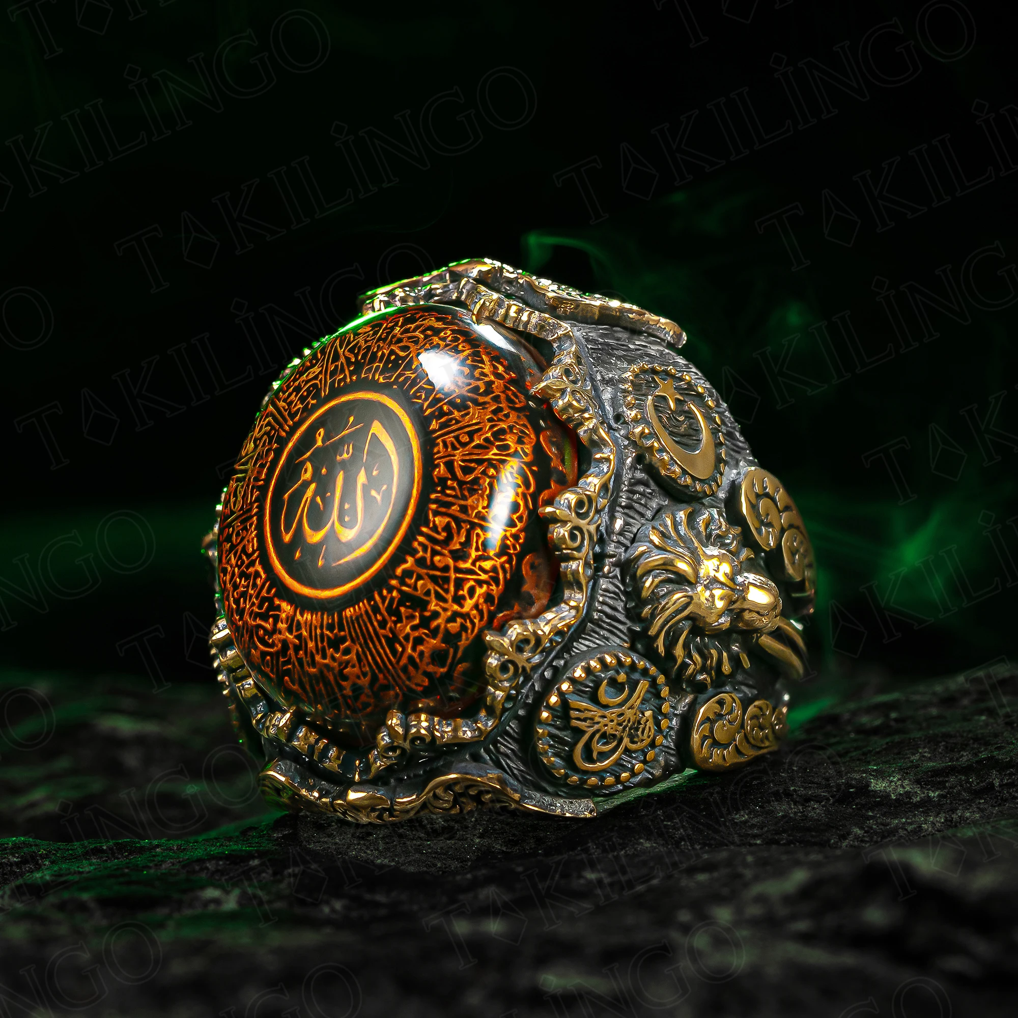 

Islamic Ayatul Kursi Ring 925 Sterling Silver Islamic With Lion Design Quran Quotes Muslim Arabic Bismillah Allah Ring Jewelry