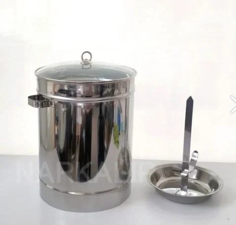 Tin Chicken Cooking Apparatus. Stainless Chrome Steel