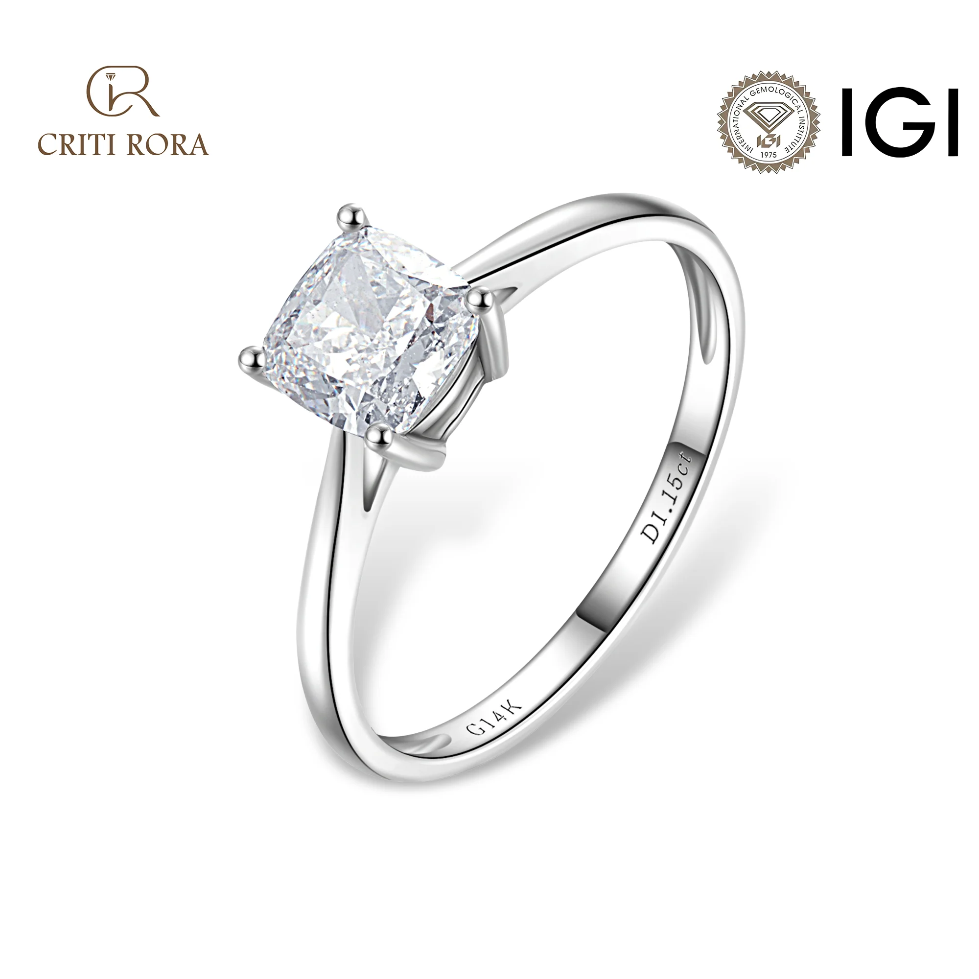 

Обручальное кольцо с четырьмя зубцами и бриллиантами IGI, выращенное в лаборатории, 1-2 карата, белое золото 14 карат (цвет D-E, VVS1-VVS2)-CRITI RORA