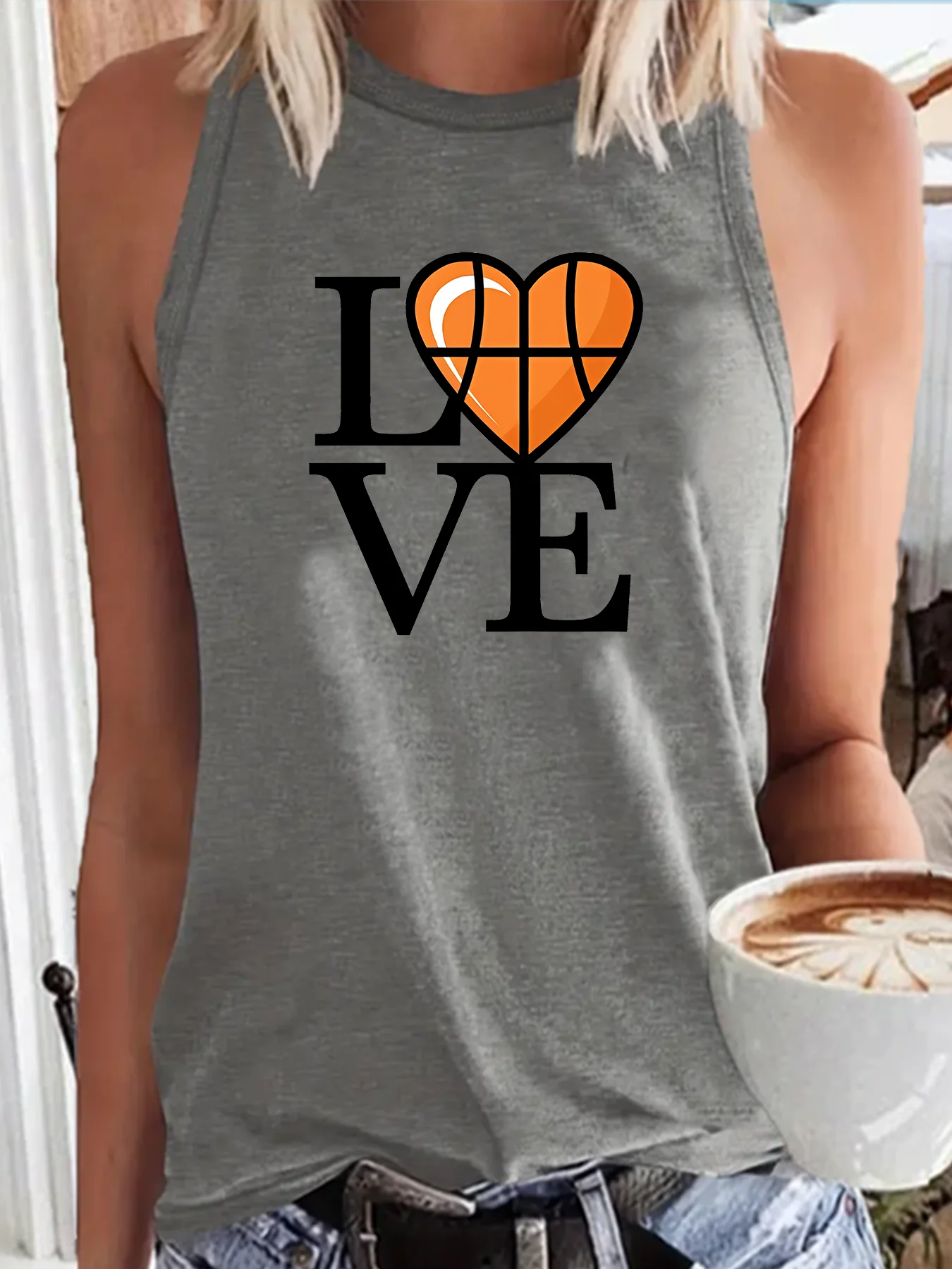 Basketball Fan Love Basketball Fashion Funny Sports Women's Tank Top Loose O Neck Sleeveless Casual Tank