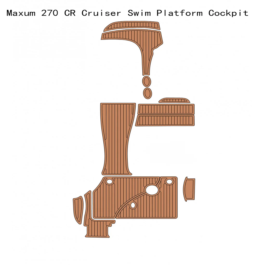 

Maxum 270 CR Cruiser Swim Platform Cockpit Pad Boat EVA Faux Teak Deck Floor Mat