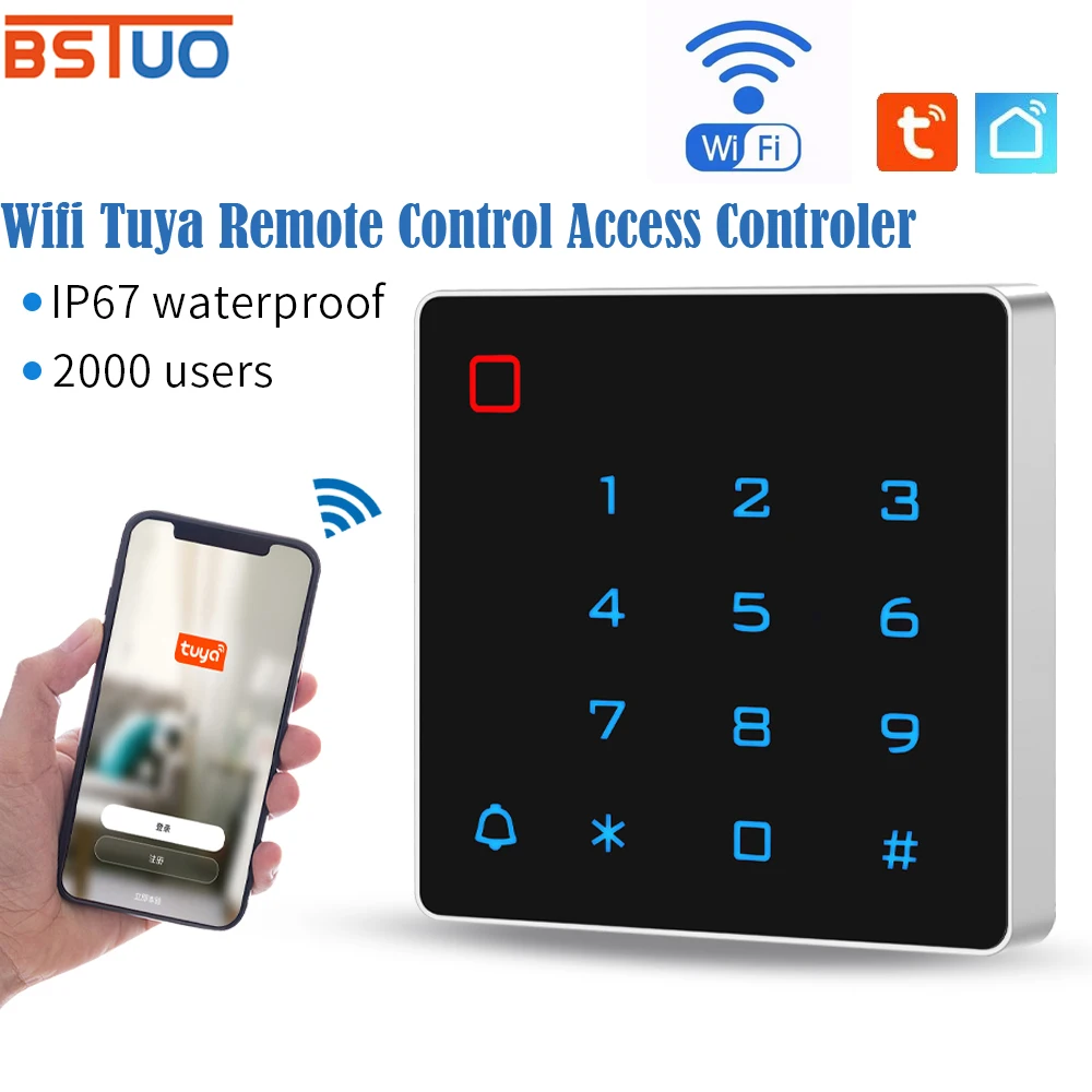 

2.4G Wifi Remote Control Tuya APP Door Access Control System Kit Waterproof Smart Door Lock Standalone Keypad RFID Card