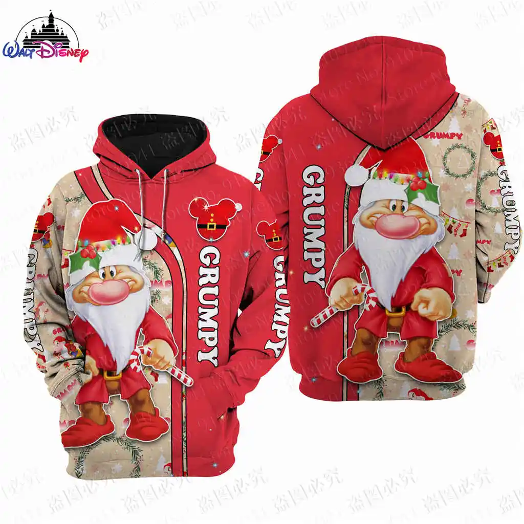 Grumpy Disney cartoon Christmas men women 3D Print High quality Fleece Zipper/ Hoodies parent-child clothing Pullover Tops