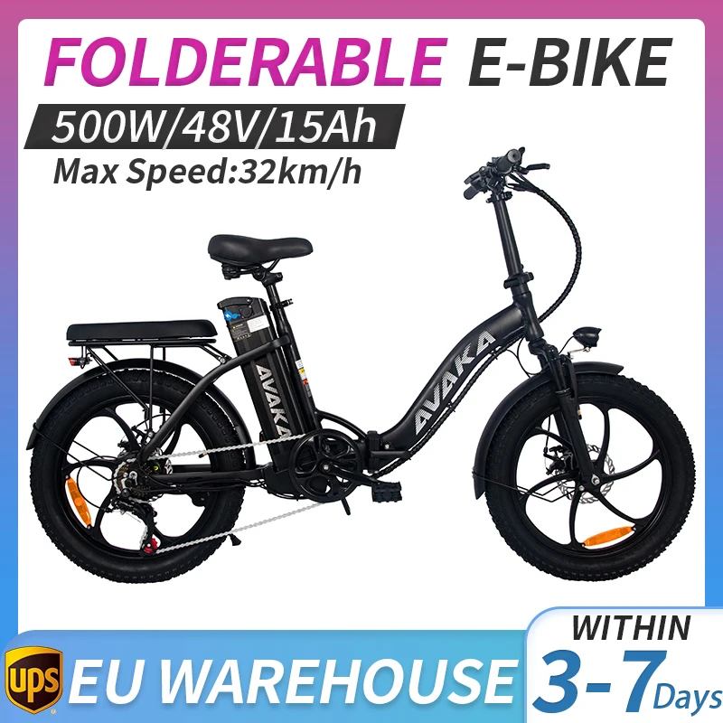 AVAKA BZ20 PLUS Electric Bike Foldable 500W Brushless Motor 18.2Ah Battery 100km Max Range 32km/h Max Speed