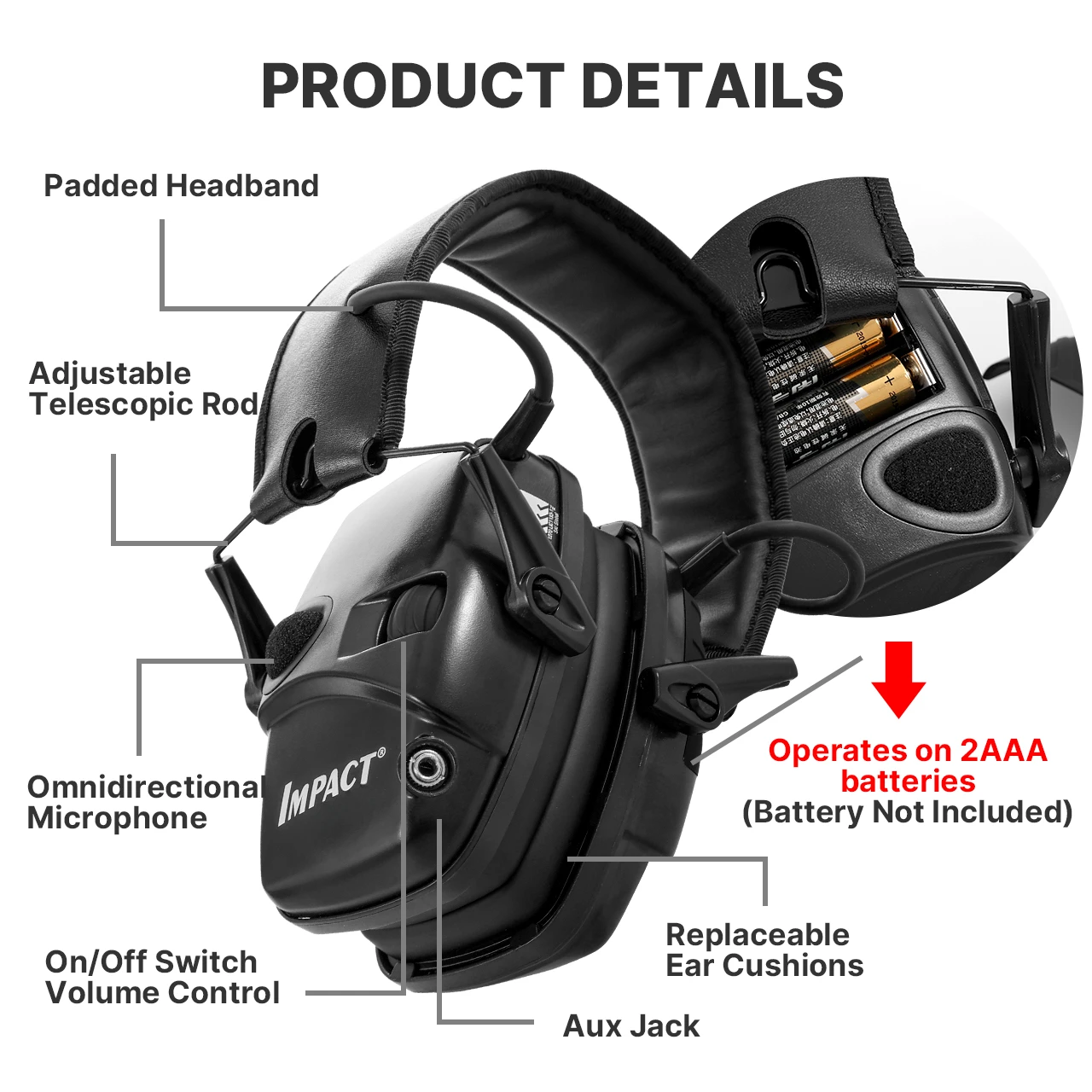 Honeywell Quality Howard Leight R-01526 Impact Sport cuffie elettroniche per riprese cuffie protettive collegamento promozionale pieghevole