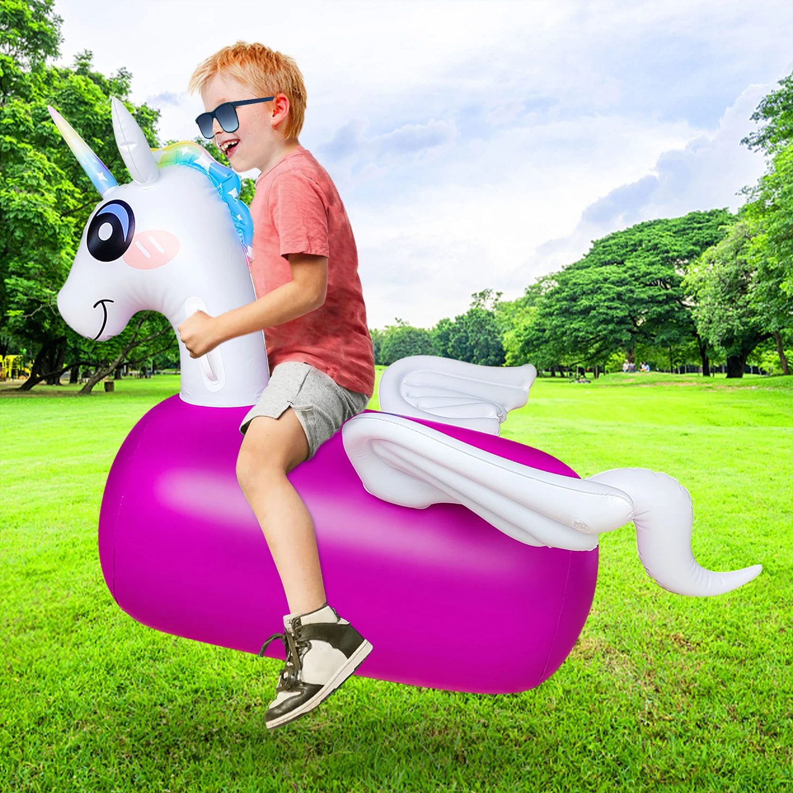 Inflatable Kid Bouncy Horse Toy Hopping Riding Game Activity Toy For Kid Bouncy Horse Toy Ride-On Jumping Animal Lawn Game