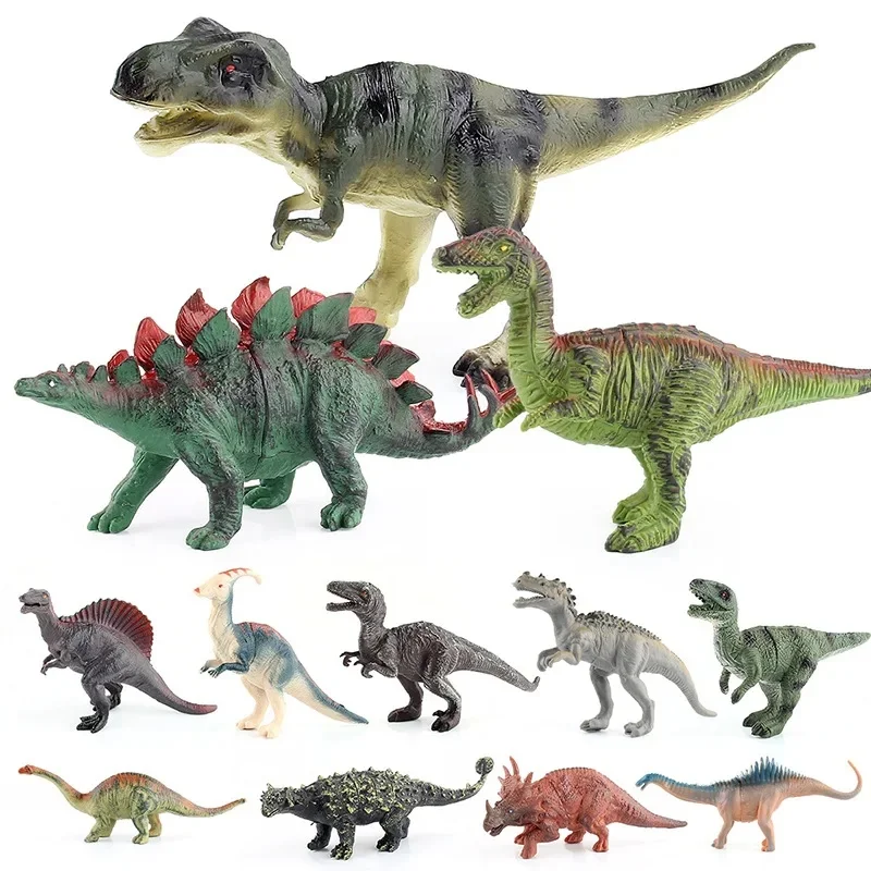 12 modèles d'animaux de dinosaure simulés, jouets creux, petits dinosaures, mini ornements, figurines t-rex Triceratops