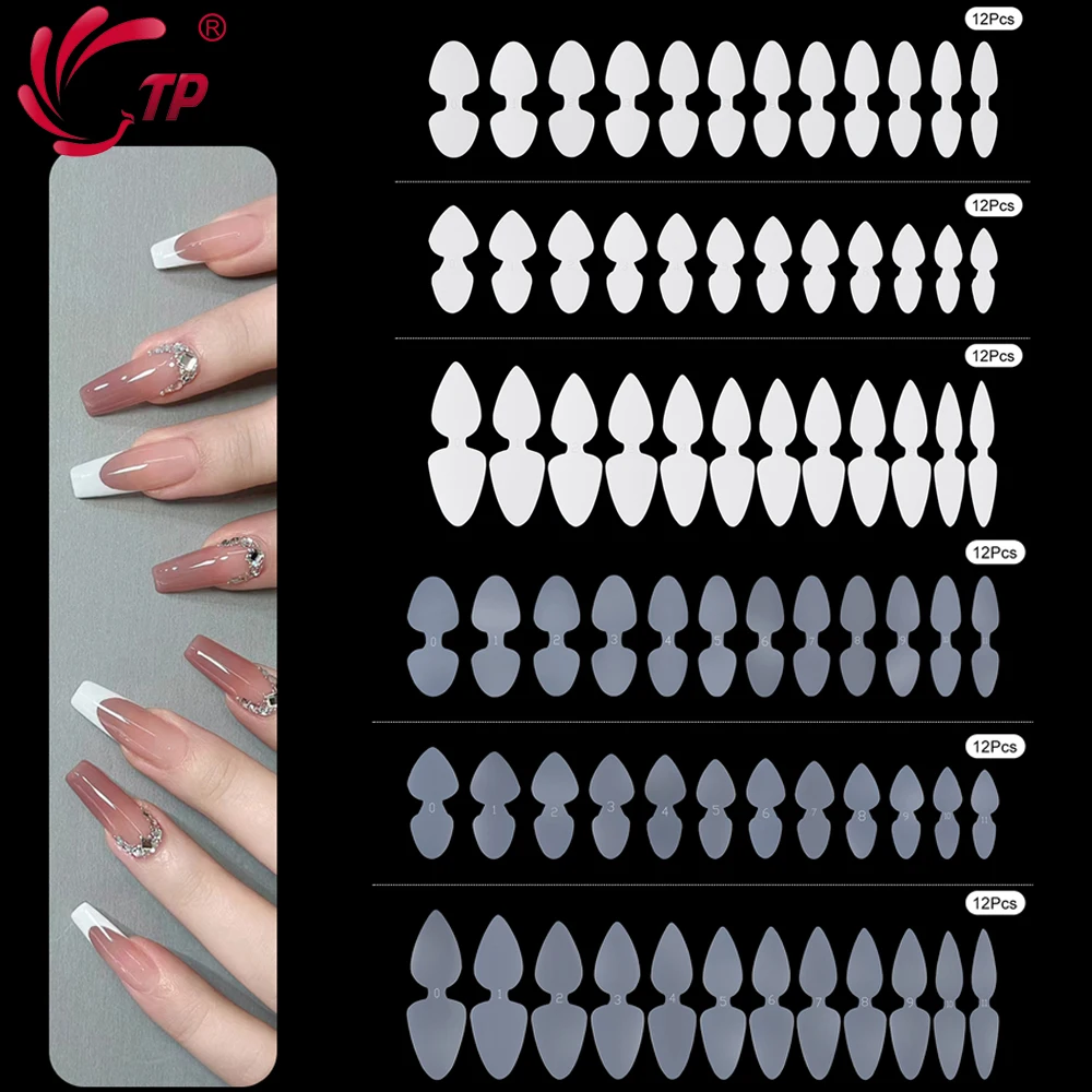 24pcs Reusable Soft Silicone Pads Stencil French Forma Sticker for Poly Nail Gel Duet System Dual Form for French Manicure