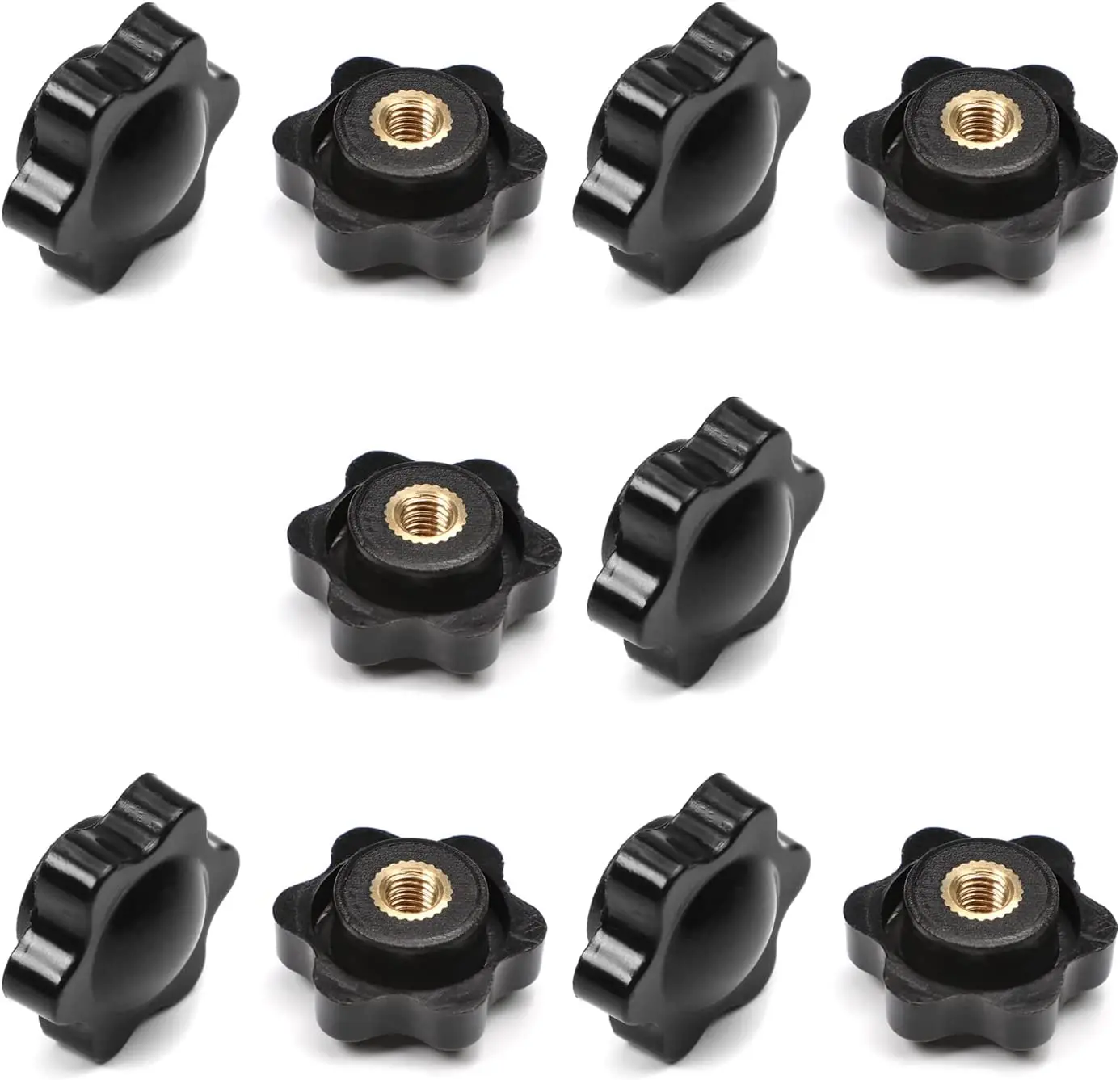 10/5 PCS M5 M6 M8 M10 Plum Hand Tighten Nuts Handle Thread Star Mechanical Black Thumb Nuts Clamping Knob Manual Nuts