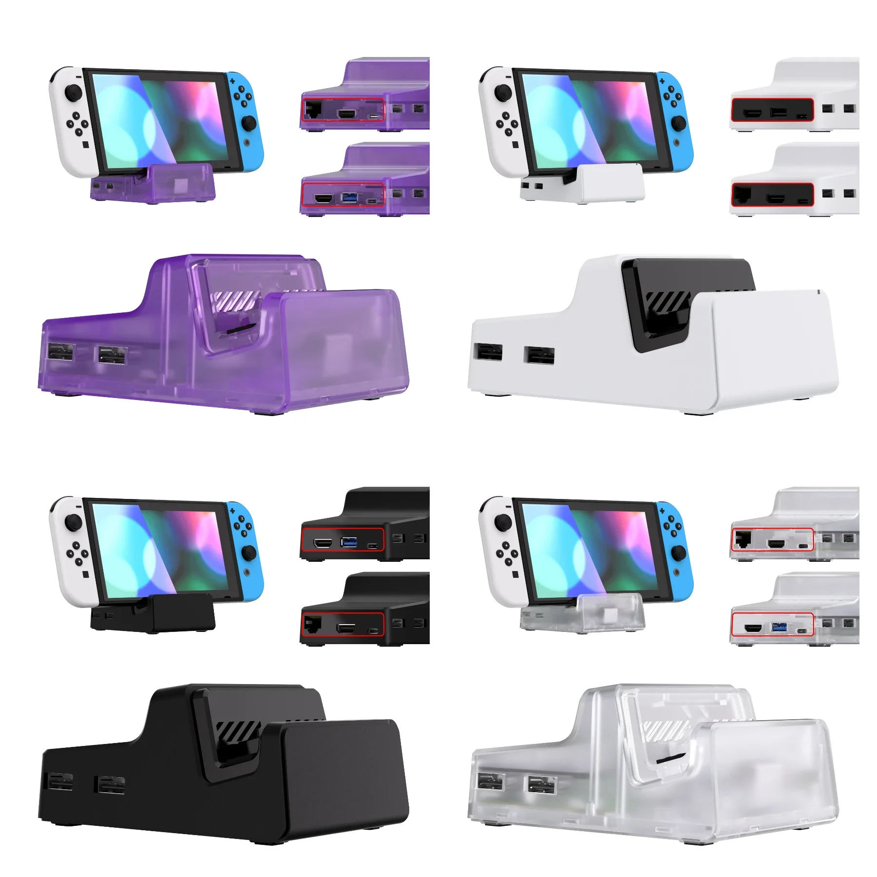 EXtremeRate AiryDocky DIY Kit Capa de substituição para Nintendo Switch Dock, Mini Dock Shell Capa