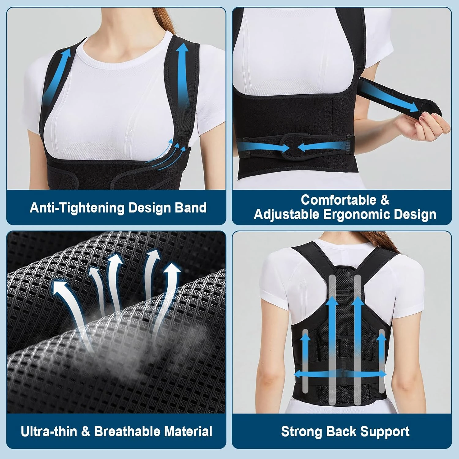 Back Brace Posture Corrector for Women and Men, Shoulder Straightener, Adjustable Full Back Support, Upper and Lower Back Brace