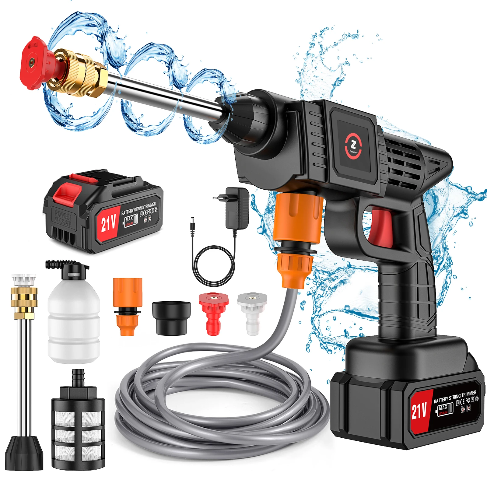 50Bar اللاسلكي ارتفاع ضغط رافعة غسل رذاذ مدفع المياه غسيل السيارات ضغط غسالة المياه لبطارية ماكيتا 21 فولت #1