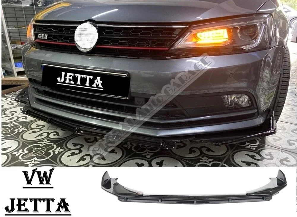 For VOLKSWAGEN JETTA MK6 Front Bumper Attachment Lip 2011-2020 Piano Glossy Black Splitter Diffuser Universal Spoiler Bumper