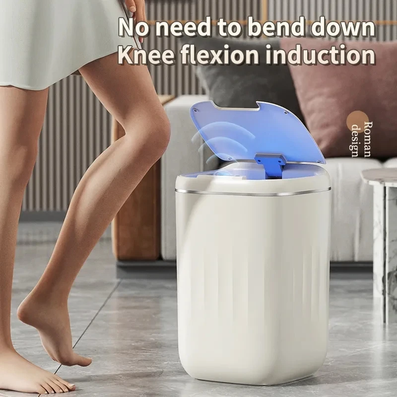 14L Smart Sensor Trash Can Type-C Recharging Automatic Wastebin Bathroom Sensor Trash Can for Kitchen Toilet Wastebaskt